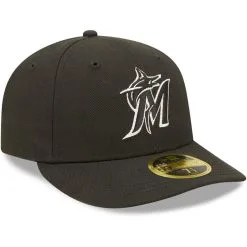 New Era Men's Miami Marlins Black & White Low 59FIFTY Fitted Hat -Minnesota Twins Shop DSCO1148309250 1007 ALT3