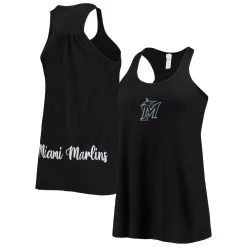 Soft As A Grape Women's Black Miami Marlins Front & Back Tank Top