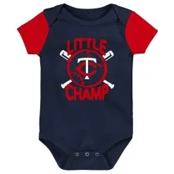 Outerstuff Newborn & Infant Navy/Red Minnesota Twins Little Champ Three-Pack Bodysuit Bib & Booties Set -Minnesota Twins Shop DSCO1148311177 REDBLU ALT2
