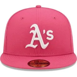 New Era Men's Beetroot Oakland Athletics Logo 59FIFTY Fitted Hat -Minnesota Twins Shop DSCO1148313287 2518 ALT2