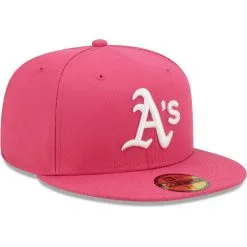 New Era Men's Beetroot Oakland Athletics Logo 59FIFTY Fitted Hat -Minnesota Twins Shop DSCO1148313287 2518 ALT3