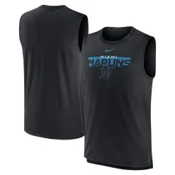 Nike Men's Black Miami Marlins Knockout Stack Exceed Performance Muscle Tank Top