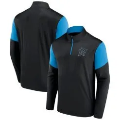 Fanatics Branded Men's Black/Blue Miami Marlins Primary Logo Quarter-Zip Top