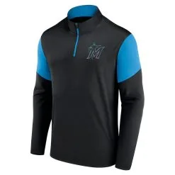 Fanatics Branded Men's Black/Blue Miami Marlins Primary Logo Quarter-Zip Top -Minnesota Twins Shop DSCO1148315699 1007 ALT2