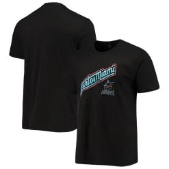 BreakingT Men's Black Miami Marlins Local Tri-Blend T-Shirt