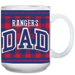 The Memory Company Texas Rangers 15oz. Buffalo Plaid Father's Day Mug
