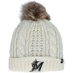 '47 Women's Cream Miami Marlins Meeko Cuffed Knit Hat With Pom