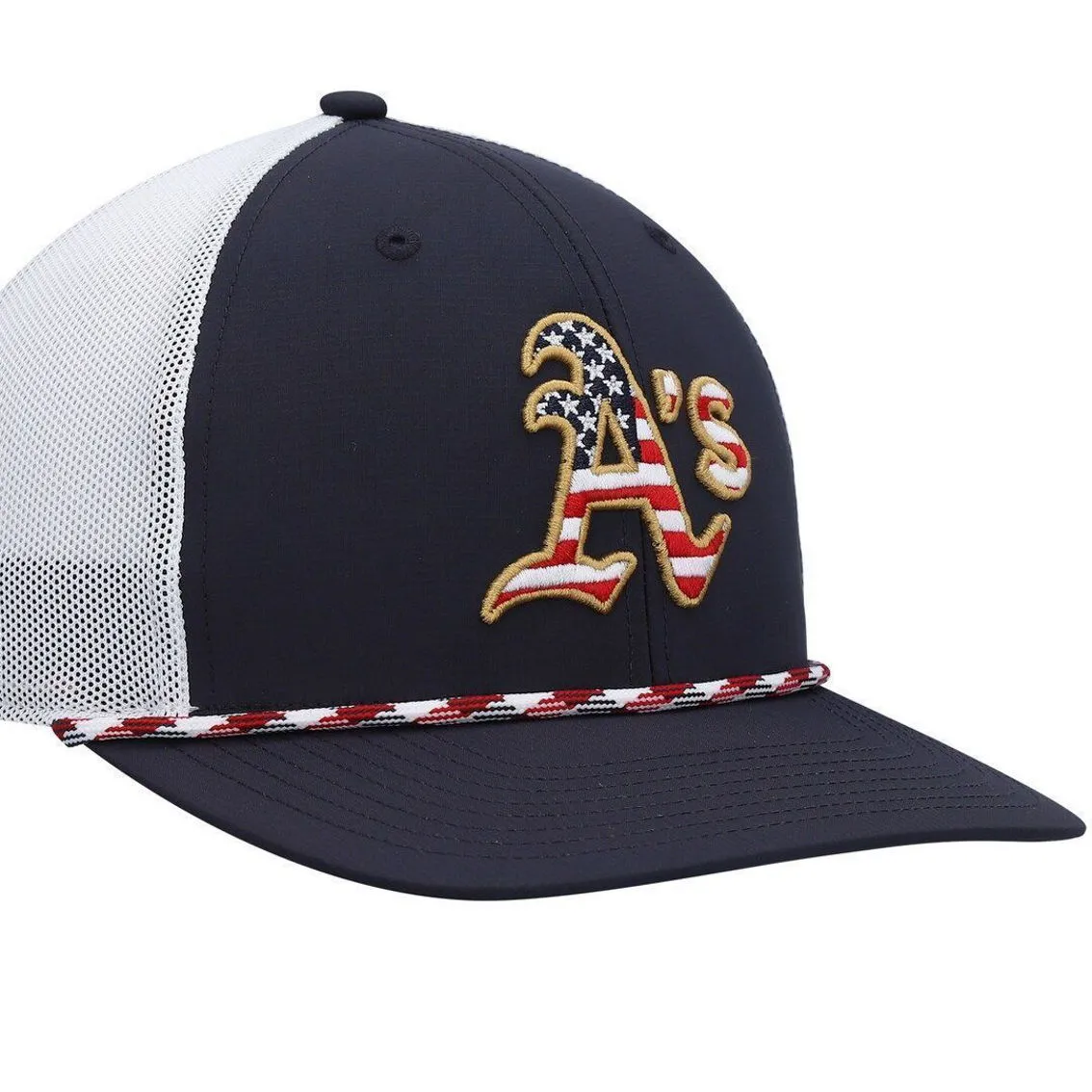 '47 Men's Navy/White Oakland Athletics Flag Fill Trucker Snapback Hat 4 '47 Men's Navy/White Oakland Athletics Flag Fill Trucker Snapback Hat - Image 4