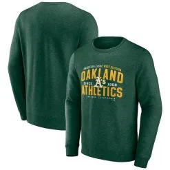 Fanatics Branded Men's Heathered Green Oakland Athletics Classic Move Pullover Sweatshirt