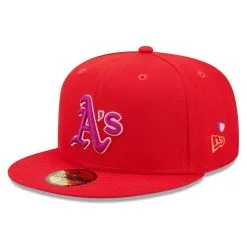 New Era Men's Red Oakland Athletics Purple Undervisor 59FIFTY Fitted Hat