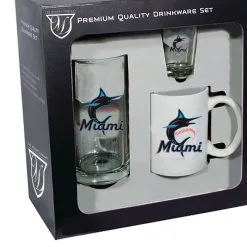 The Memory Company Miami Marlins 15oz. Stein 11oz. Mug & 2oz. Shot Glass Set