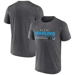 Fanatics Branded Men's Heathered Charcoal Miami Marlins Durable Goods Synthetic T-Shirt