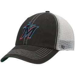 '47 Men's Graphite/White Miami Marlins Trawler Clean Up Trucker Snapback Hat
