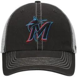 '47 Men's Graphite/White Miami Marlins Trawler Clean Up Trucker Snapback Hat -Minnesota Twins Shop DSCO1148324507 VNFK ALT2