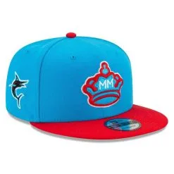 New Era Men's Blue/Red Miami Marlins 2021 City Connect 9FIFTY Snapback Adjustable Hat