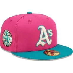 New Era Men's Pink/Green Oakland Athletics Cooperstown Collection 1972 World Series Passion Forest 59FIFTY Fitted Hat