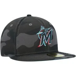 New Era Men's Camo Miami Marlins Dark 59FIFTY Fitted Hat -Minnesota Twins Shop DSCO1151840293 BGrd ALT3