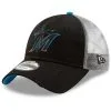 New Era Men's Black Miami Marlins Team Rustic Trucker 9TWENTY Adjustable Hat