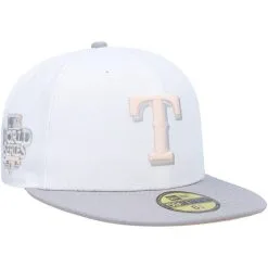 New Era Men's White/Gray Texas Rangers 2010 World Series Side Patch Undervisor 59FIFTY Fitted Hat