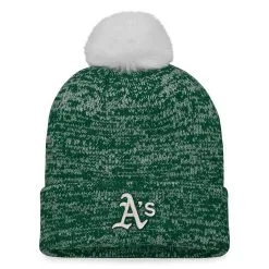 Fanatics Branded Women's Green/White Oakland Athletics Iconic Cuffed Knit Hat With Pom