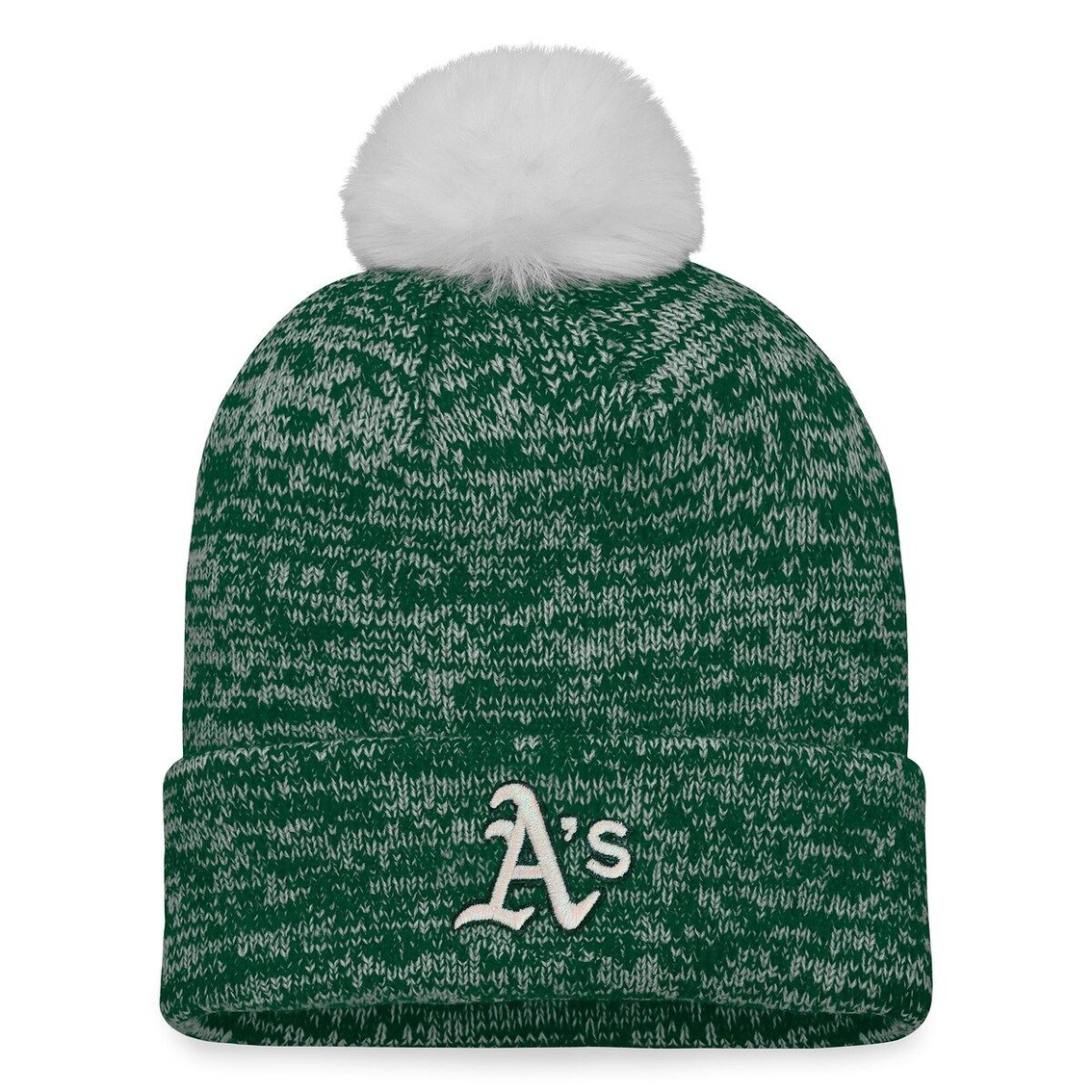 Fanatics Branded Women's Green/White Oakland Athletics Iconic Cuffed Knit Hat With Pom 1 Fanatics Branded Women's Green/White Oakland Athletics Iconic Cuffed Knit Hat With Pom