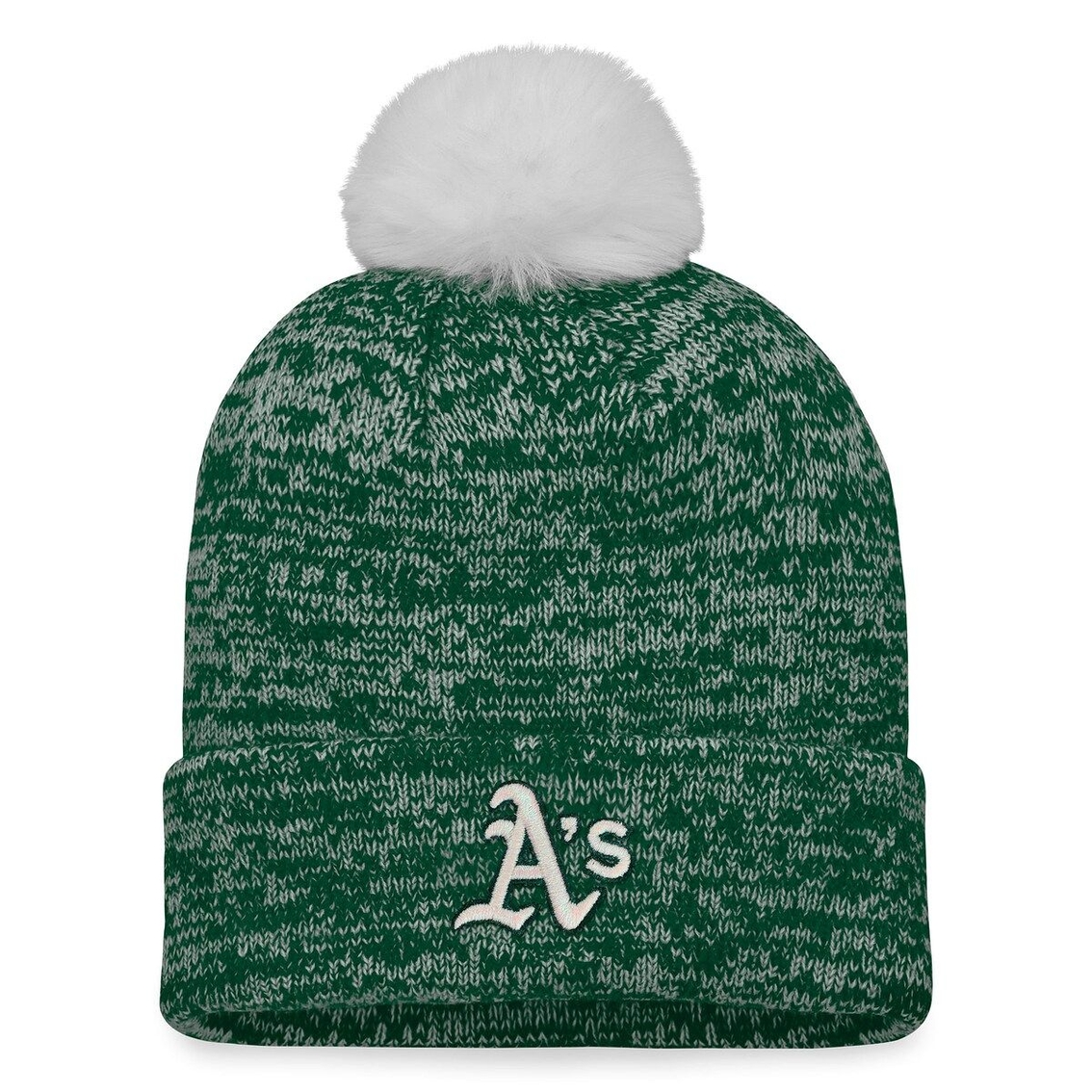 Fanatics Branded Women's Green/White Oakland Athletics Iconic Cuffed Knit Hat With Pom 2 Fanatics Branded Women's Green/White Oakland Athletics Iconic Cuffed Knit Hat With Pom - Image 2