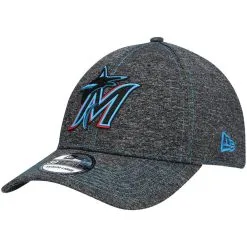 New Era Men's Black Miami Marlins Stealth Club 39THIRTY Flex Hat