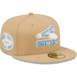New Era Men's Tan Chicago White Sox 75th Anniversary Of Comiskey Park Sky Blue Undervisor 59FIFTY Fitted Hat