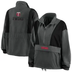 WEAR By Erin Andrews Women's Charcoal Minnesota Twins Packable Half-Zip Jacket