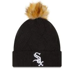 New Era Women's Black Chicago White Sox Snowy Cuffed Knit Hat With Pom