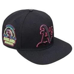Pro Standard Men's Black Oakland Athletics Cooperstown Collection Neon Prism Snapback Hat