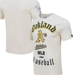 Pro Standard Men's Cream Oakland Athletics Cooperstown Collection Old English T-Shirt
