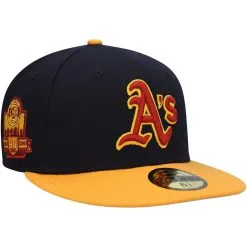 New Era Men's Navy/Gold Oakland Athletics Primary Logo 59FIFTY Fitted Hat