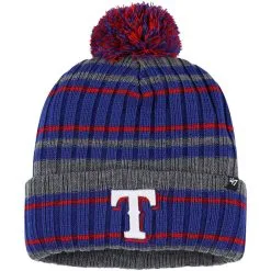 '47 Men's Gray/Royal Texas Rangers Rexford Cuffed Knit Hat With Pom