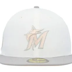 New Era Men's White/Gray Miami Marlins Marlins Park Side Patch Peach Undervisor 59FIFTY Fitted Hat -Minnesota Twins Shop DSCO1153017060 3550 ALT2