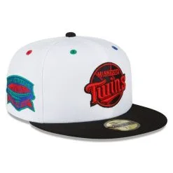 Men's New Era White/Black Minnesota Twins Final Season At HHH Metrodome Primary Eye 59FIFTY Fitted Hat