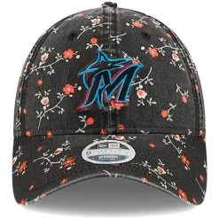 New Era Women's Black Miami Marlins Team Blossom 9TWENTY Adjustable Hat -Minnesota Twins Shop DSCO1153021806 1007 ALT2