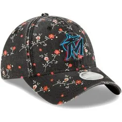 New Era Women's Black Miami Marlins Team Blossom 9TWENTY Adjustable Hat -Minnesota Twins Shop DSCO1153021806 1007 ALT3