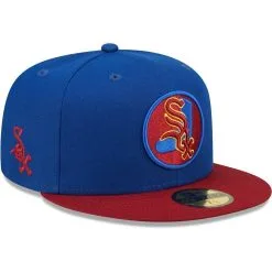 New Era Men's Royal/Red Chicago White Sox Alternate Logo Primary Jewel Gold Undervisor 59FIFTY Fitted Hat