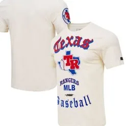 Pro Standard Men's Cream Texas Rangers Cooperstown Collection Old English T-Shirt