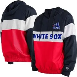 New Era Men's Red Chicago White Sox Raglan Quarter-Zip Hoodie
