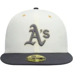 New Era Men's White/Charcoal Oakland Athletics 1989 World Series Chrome 59FIFTY Fitted Hat -Minnesota Twins Shop DSCO1153341567 3550 ALT2