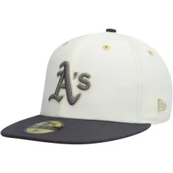 New Era Men's White/Charcoal Oakland Athletics 1989 World Series Chrome 59FIFTY Fitted Hat -Minnesota Twins Shop DSCO1153341567 3550 ALT3