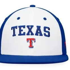 Fanatics Branded Men's White/Royal Texas Rangers Iconic Color Blocked Fitted Hat -Minnesota Twins Shop DSCO1153403053 3550 ALT2