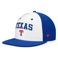 Fanatics Branded Men's White/Royal Texas Rangers Iconic Color Blocked Fitted Hat -Minnesota Twins Shop DSCO1153403053 3550 ALT3