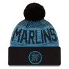 New Era Men's Black Miami Marlins Authentic Collection Sport Cuffed Knit Hat With Pom