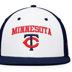 Fanatics Branded Men's White/Navy Minnesota Twins Iconic Color Blocked Fitted Hat -Minnesota Twins Shop DSCO1153403628 3550 ALT2