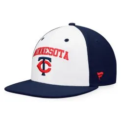 Fanatics Branded Men's White/Navy Minnesota Twins Iconic Color Blocked Fitted Hat -Minnesota Twins Shop DSCO1153403628 3550 ALT3