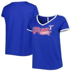 Soft As A Grape Women's Royal Texas Rangers Plus Size V-Neck T-Shirt