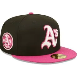 New Era Men's Black/Pink Oakland Athletics 1972 World Series S Passion 59FIFTY Fitted Hat